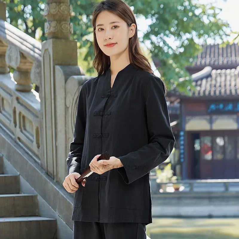 2025 chinese kung fu tai chi clothing martial arts wushu uniform 100% cotton tops+pants set tai chi yoga sports exercise suit