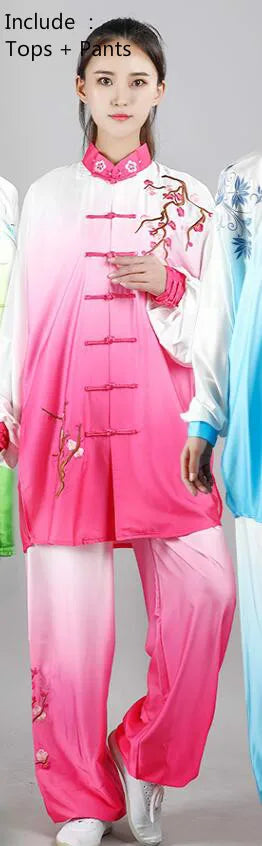 Fashion Tai Chi Uniform Women Men Martial Arts Uniform Chinese Traditional Folk Long Sleeve Kung Fu Suit Morning Sportswear