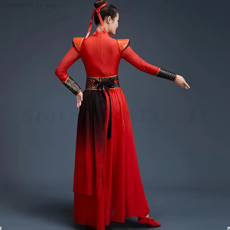 Chinese Folk Dance Costumes Retro Yangko Drumming Clothing Ancient Chivalrous Women's Hanfu Stage Performance Dance Outfit 4XL