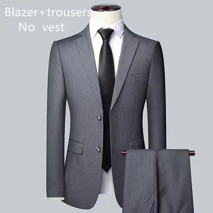 Men's Solid Color Business Suit 2025 High Quality Fashion Banquet Wedding Trend Groom Best Man Single 3/2/1