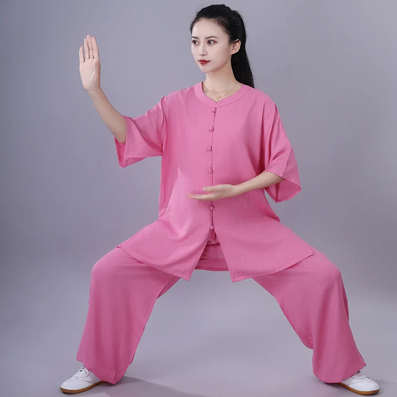 Chinese Traditional Tai Chi Clothing Cotton Linen Breathable Martial Arts Uniforms Summer Kung Fu Taijiquan Morning Sportswear