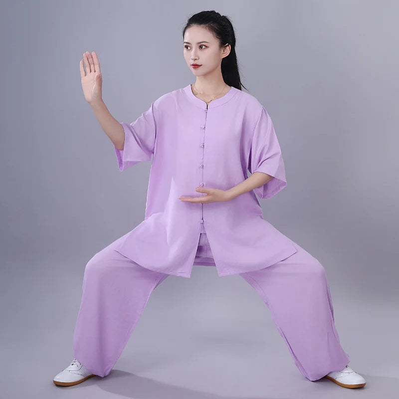 Chinese Traditional Tai Chi Clothing Cotton Linen Breathable Martial Arts Uniforms Summer Kung Fu Taijiquan Morning Sportswear