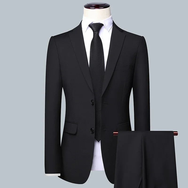 Men's Solid Color Business Suit 2025 High Quality Fashion Banquet Wedding Trend Groom Best Man Single 3/2/1