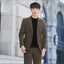 S-6XL Men's Business Casual Suit Korean Style Trendy Slim Fit 2 Piece Set Solid Color （Blazer+ Pants )Groom Wedding Dress Party