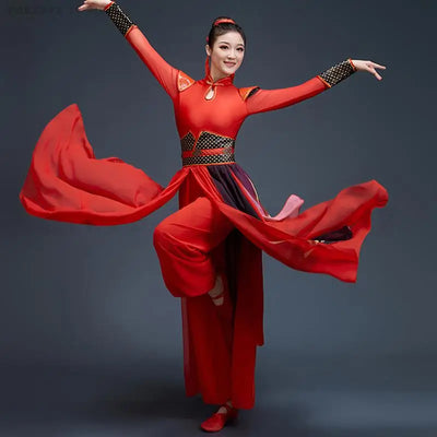 Chinese Folk Dance Costumes Retro Yangko Drumming Clothing Ancient Chivalrous Women's Hanfu Stage Performance Dance Outfit 4XL