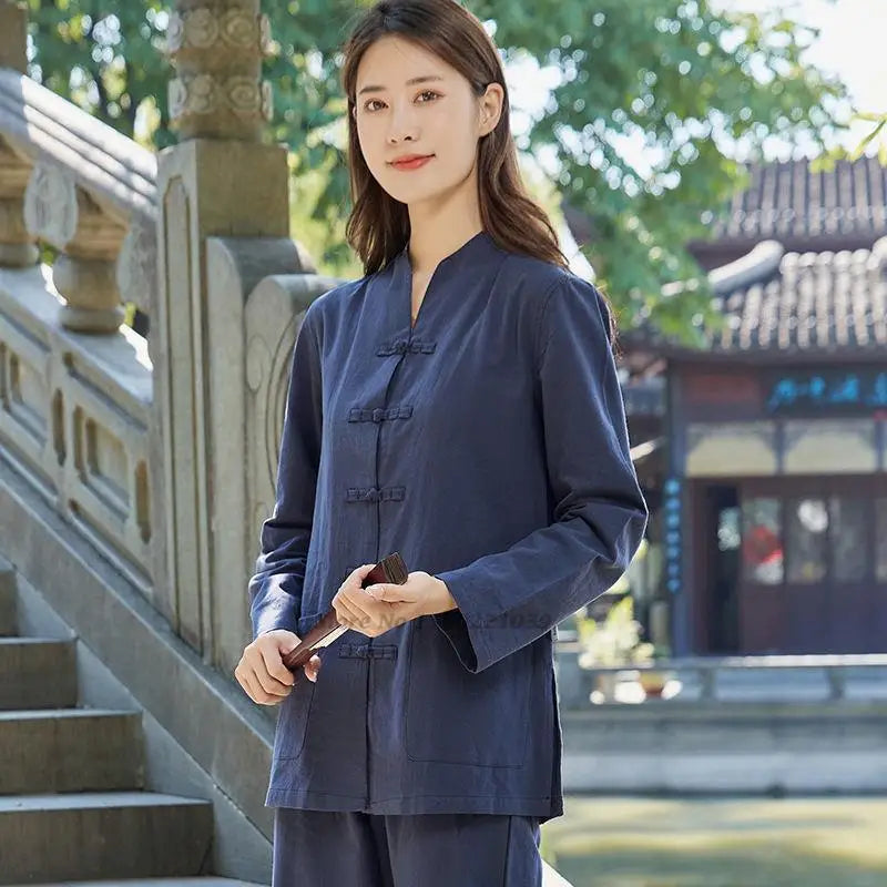 2025 chinese kung fu tai chi clothing martial arts wushu uniform 100% cotton tops+pants set tai chi yoga sports exercise suit