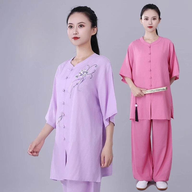 Chinese Traditional Tai Chi Clothing Cotton Linen Breathable Martial Arts Uniforms Summer Kung Fu Taijiquan Morning Sportswear