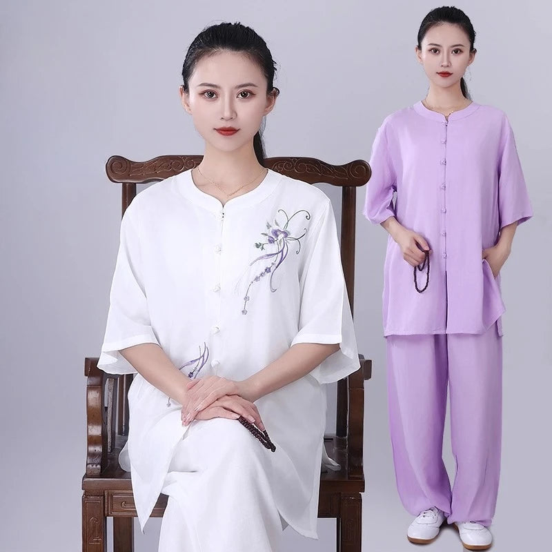 Chinese Traditional Tai Chi Clothing Cotton Linen Breathable Martial Arts Uniforms Summer Kung Fu Taijiquan Morning Sportswear