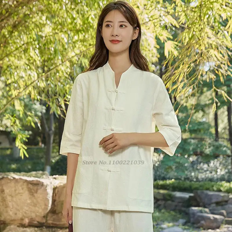 2025 chinese kung fu tai chi clothing martial arts wushu uniform 100% cotton tops+pants set tai chi yoga sports exercise suit