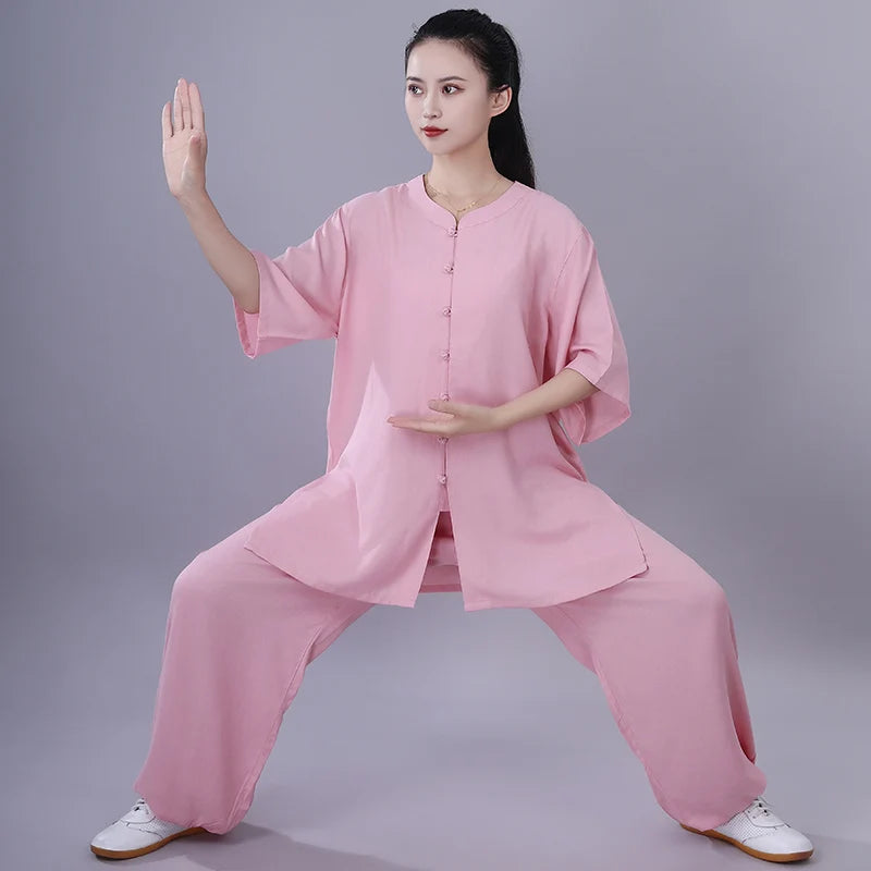 Chinese Traditional Tai Chi Clothing Cotton Linen Breathable Martial Arts Uniforms Summer Kung Fu Taijiquan Morning Sportswear
