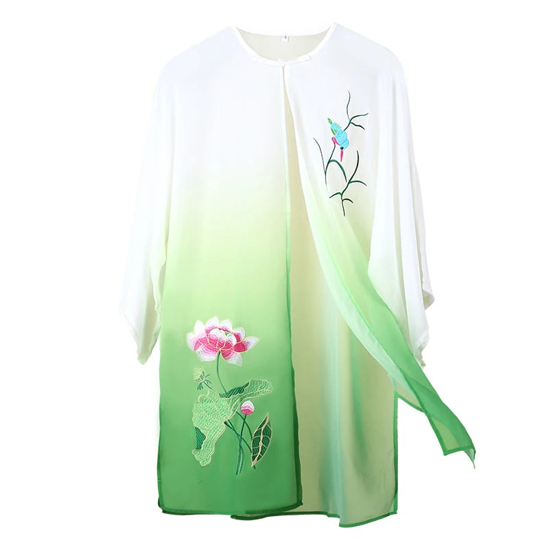 Fashion Tai Chi Uniform Women Men Martial Arts Uniform Chinese Traditional Folk Long Sleeve Kung Fu Suit Morning Sportswear