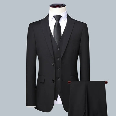 Men's Solid Color Business Suit 2025 High Quality Fashion Banquet Wedding Trend Groom Best Man Single 3/2/1