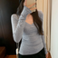 Women Fashion Solid Color V Neck T Shirt for Women Cotton Elastic Basic T-shirts Female Casual Top Long Sleeve Sexy Y2k Clothes