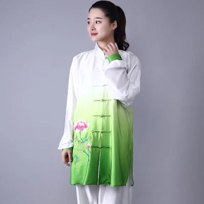 Fashion Tai Chi Uniform Women Men Martial Arts Uniform Chinese Traditional Folk Long Sleeve Kung Fu Suit Morning Sportswear