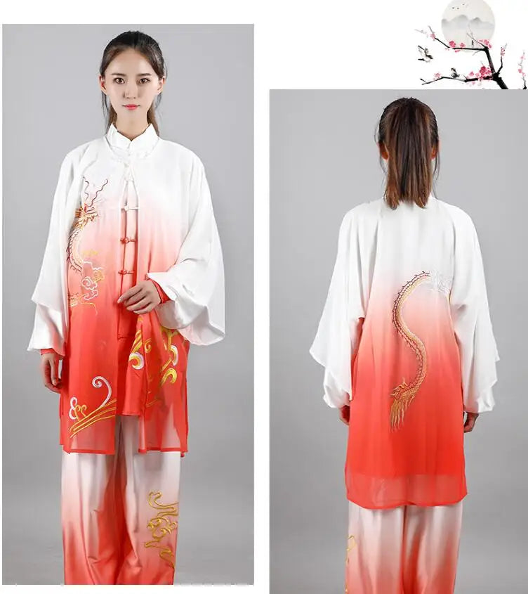 Fashion Tai Chi Uniform Women Men Martial Arts Uniform Chinese Traditional Folk Long Sleeve Kung Fu Suit Morning Sportswear