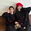 2026 Family Matching Set Red Heart Print Fleece Sweatshirts Parents & Kids Couple Outfit Warm Winter Clothes Dad Mom Toddler Top