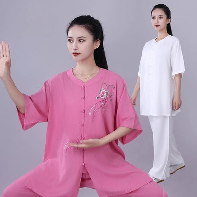 Chinese Traditional Tai Chi Clothing Cotton Linen Breathable Martial Arts Uniforms Summer Kung Fu Taijiquan Morning Sportswear