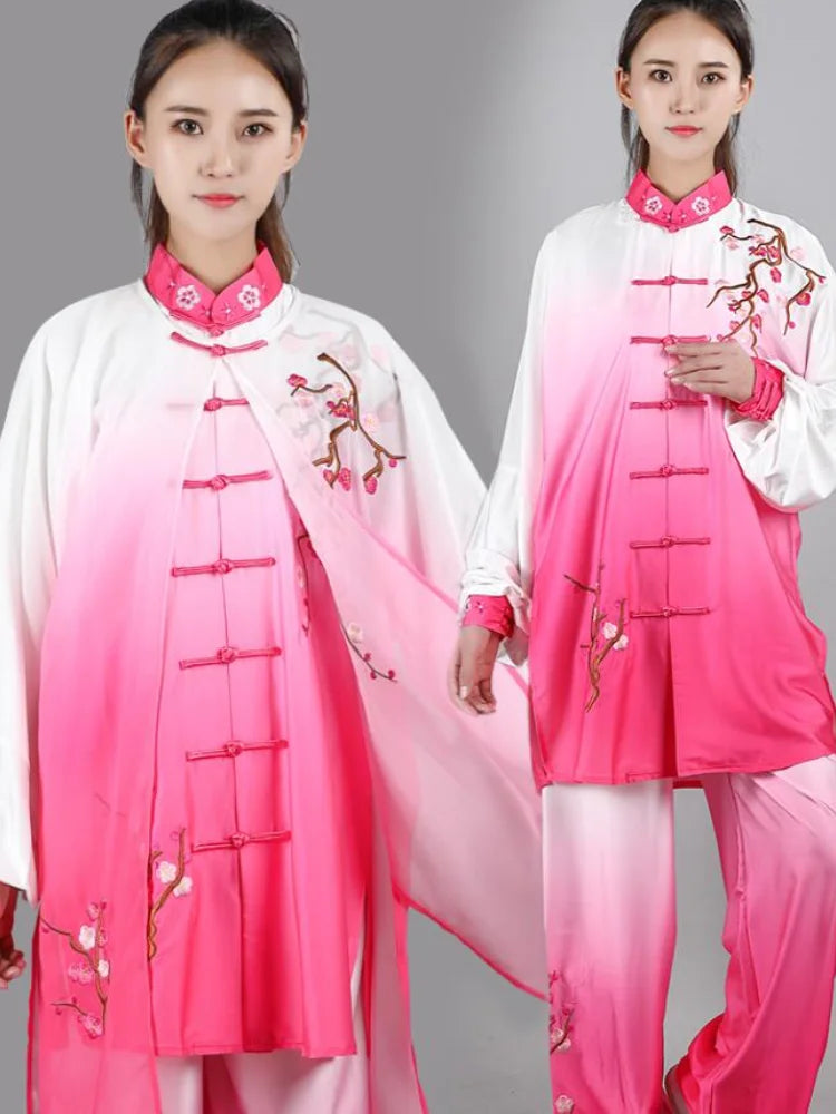 Fashion Tai Chi Uniform Women Men Martial Arts Uniform Chinese Traditional Folk Long Sleeve Kung Fu Suit Morning Sportswear