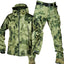 Winter Thicken Men Camo Suit Waterproof Tactical Training Set Multi-pocket Hooded Jacket Fleece Pants Outdoor Hunting 2-piece