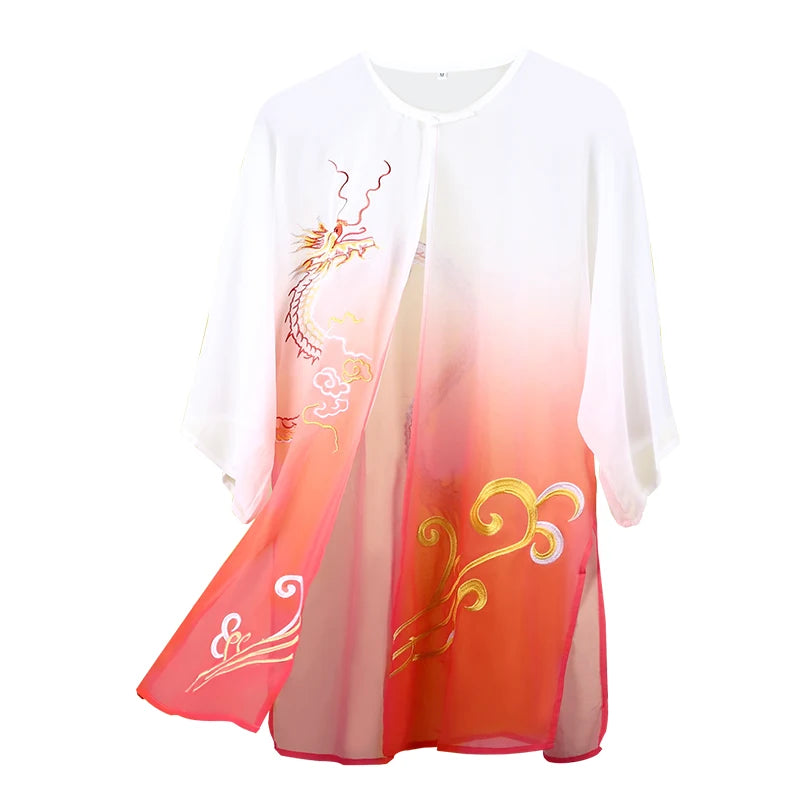 Fashion Tai Chi Uniform Women Men Martial Arts Uniform Chinese Traditional Folk Long Sleeve Kung Fu Suit Morning Sportswear