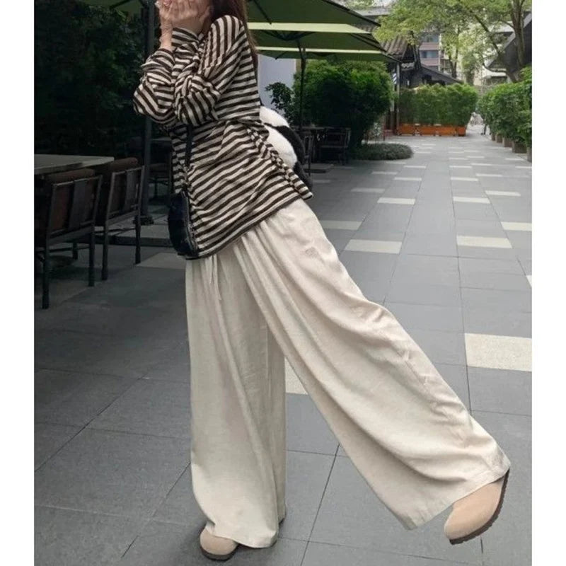 Women T-shirts Baggy Casual T-Shirts Girls Retro Striped Long Sleeve Clothes Lady Fashion Comfortable Daily Tops