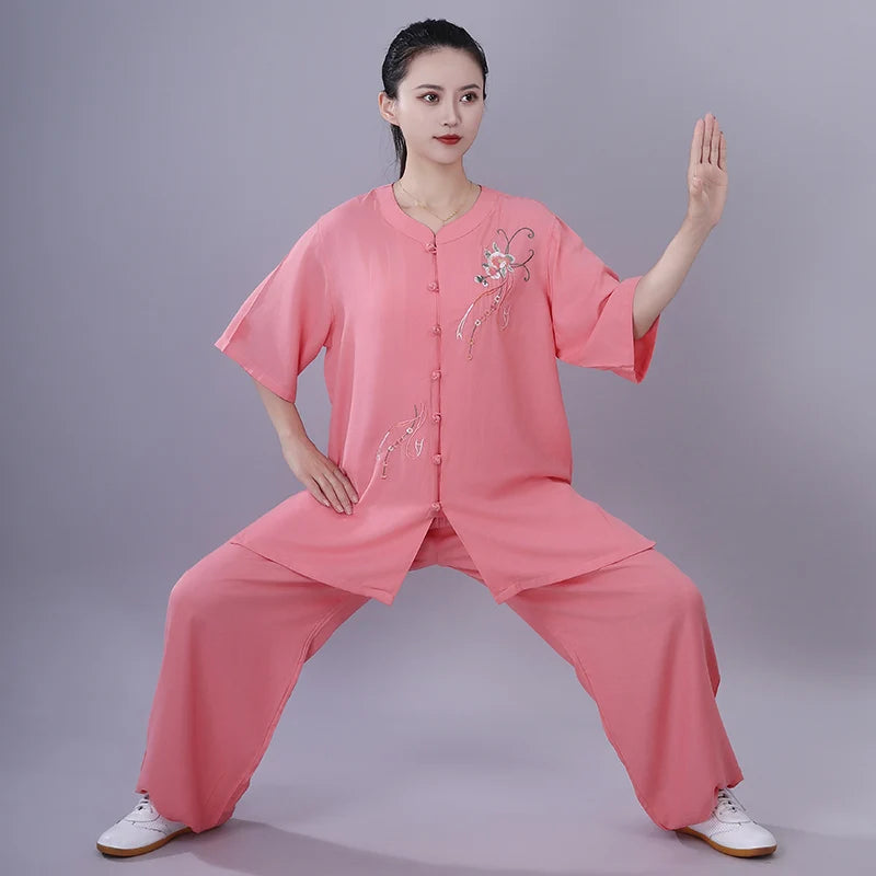 Chinese Traditional Tai Chi Clothing Cotton Linen Breathable Martial Arts Uniforms Summer Kung Fu Taijiquan Morning Sportswear