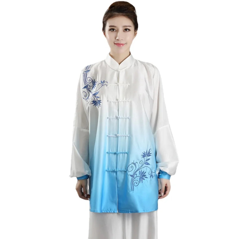 Fashion Tai Chi Uniform Women Men Martial Arts Uniform Chinese Traditional Folk Long Sleeve Kung Fu Suit Morning Sportswear