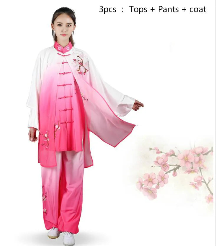 Fashion Tai Chi Uniform Women Men Martial Arts Uniform Chinese Traditional Folk Long Sleeve Kung Fu Suit Morning Sportswear